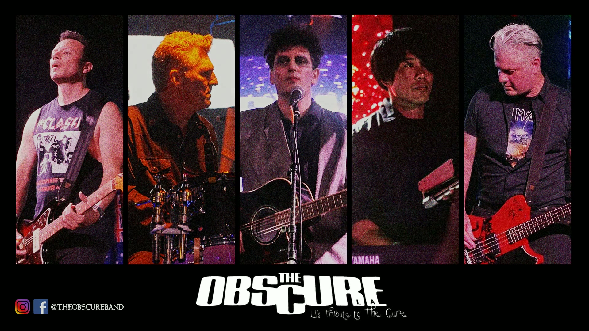 The five members of The Obscure performing live